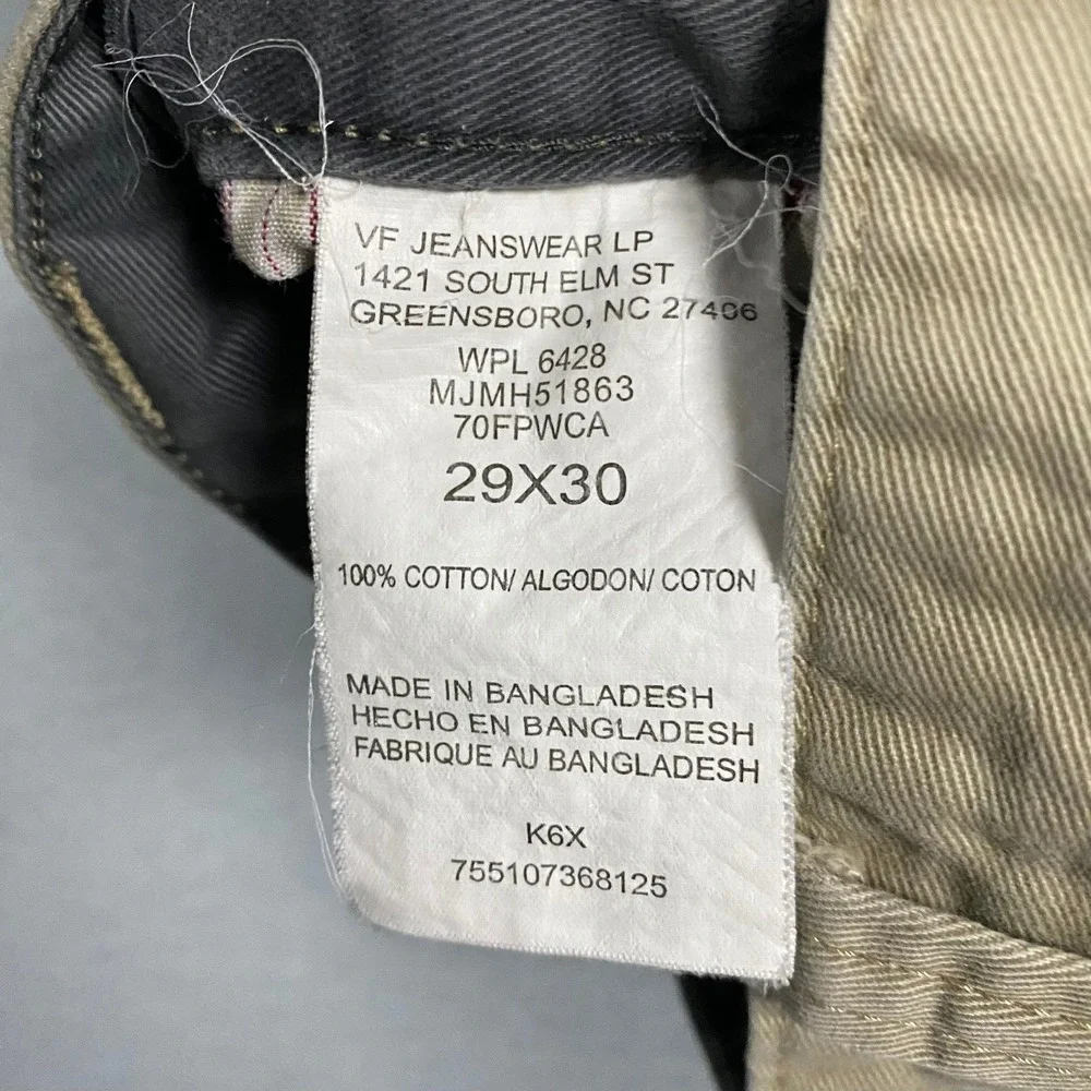 Wrangler Jeans Co Mens 29x30 Tan Khaki Cargo Pants Straight Leg‎ 70FPWCA Cotton
